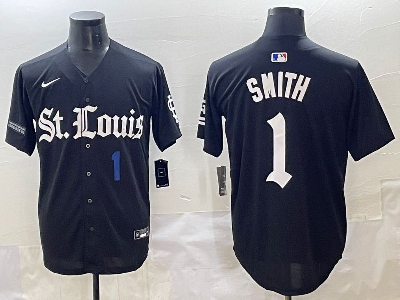Men 2025 St.Louis Cardinals #1 Smith Black Five generations Joint Name Nike MLB Jersey style 9